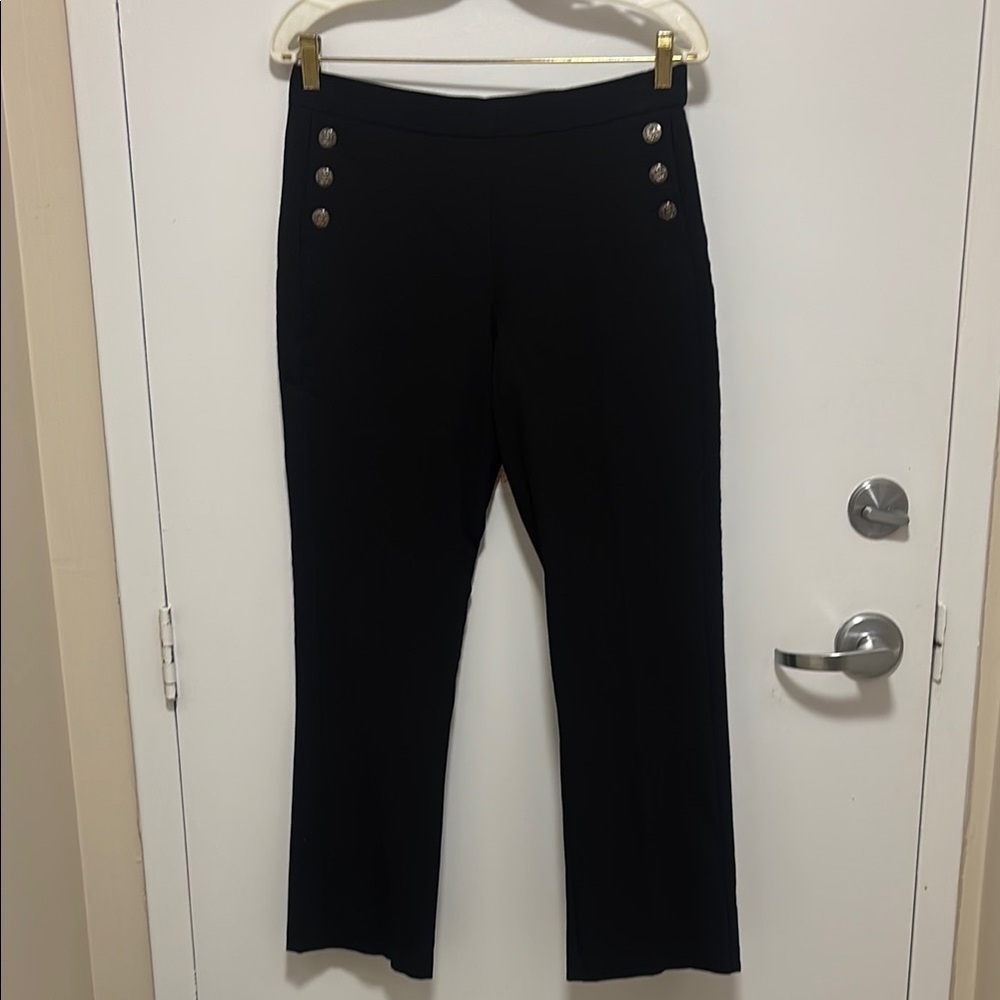 Black Boot Cut Pants with High Waist and Structured Fit​